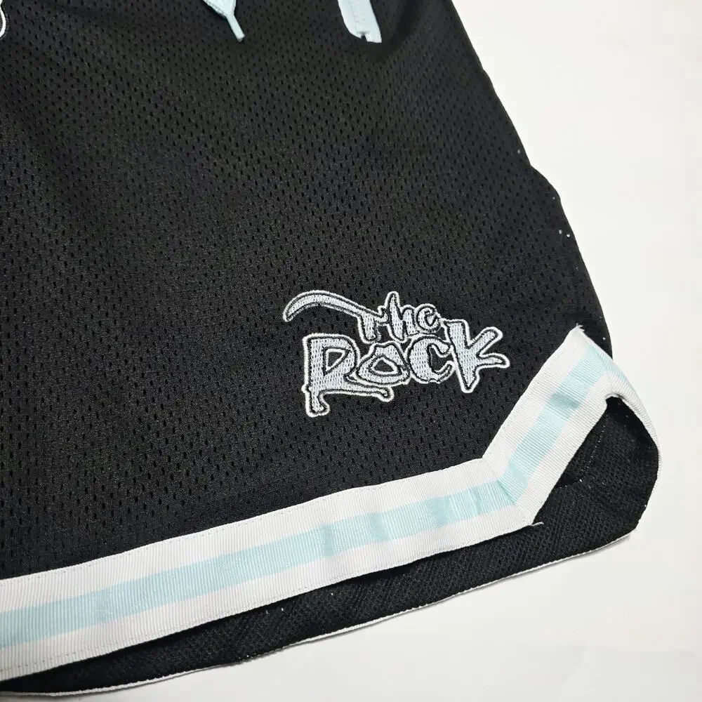 WWE The Rock Black Mesh Shorts Men’s Small The People’s Champ Brahma Bull